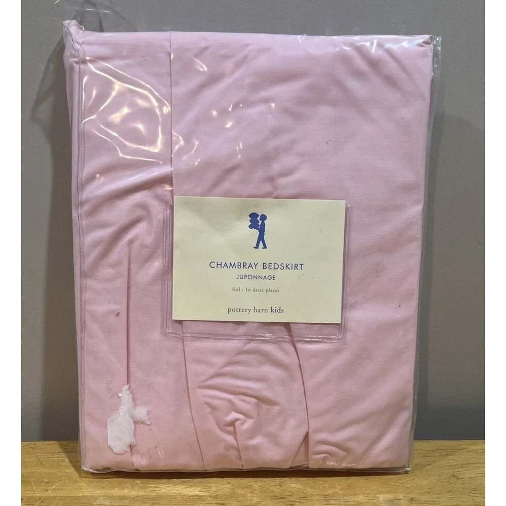 Pottery Barn‎ Kids Pink Chambray Full Bedskirt Gathered 